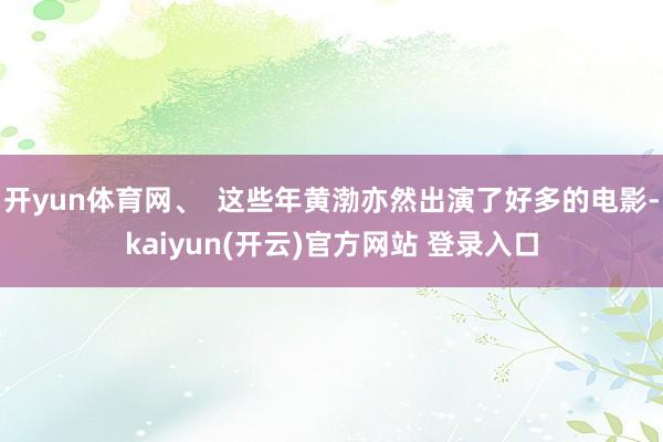 开yun体育网、  这些年黄渤亦然出演了好多的电影-kaiyun(开云)官方网站 登录入口