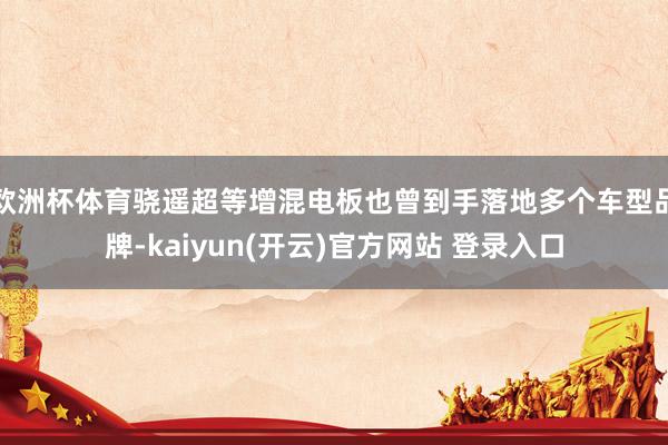 欧洲杯体育骁遥超等增混电板也曾到手落地多个车型品牌-kaiyun(开云)官方网站 登录入口