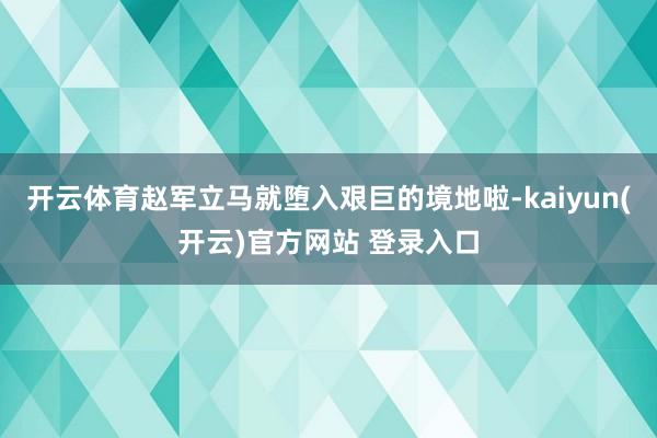 开云体育赵军立马就堕入艰巨的境地啦-kaiyun(开云)官方网站 登录入口