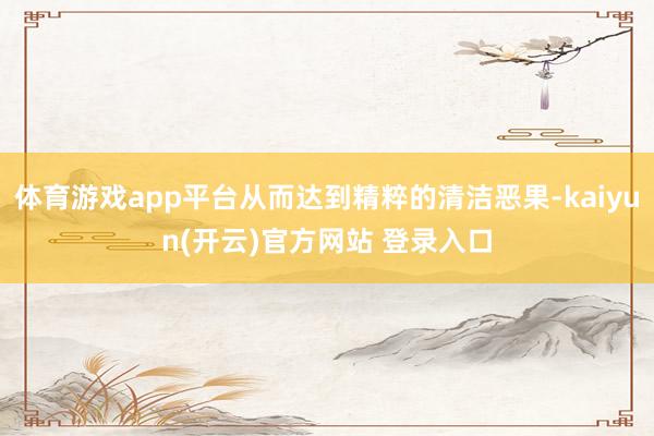 体育游戏app平台从而达到精粹的清洁恶果-kaiyun(开云)官方网站 登录入口